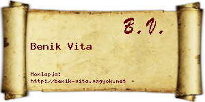 Benik Vita névjegykártya
